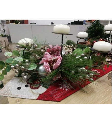 PINK POINSETTIA CANDLE HOLDER 